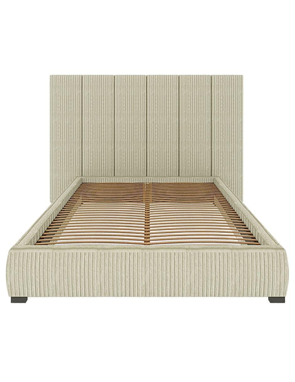 Cama Moder Luxury Vixy Ivory con luz LED ambiental y patrones de cabecera de 30 cm de tela