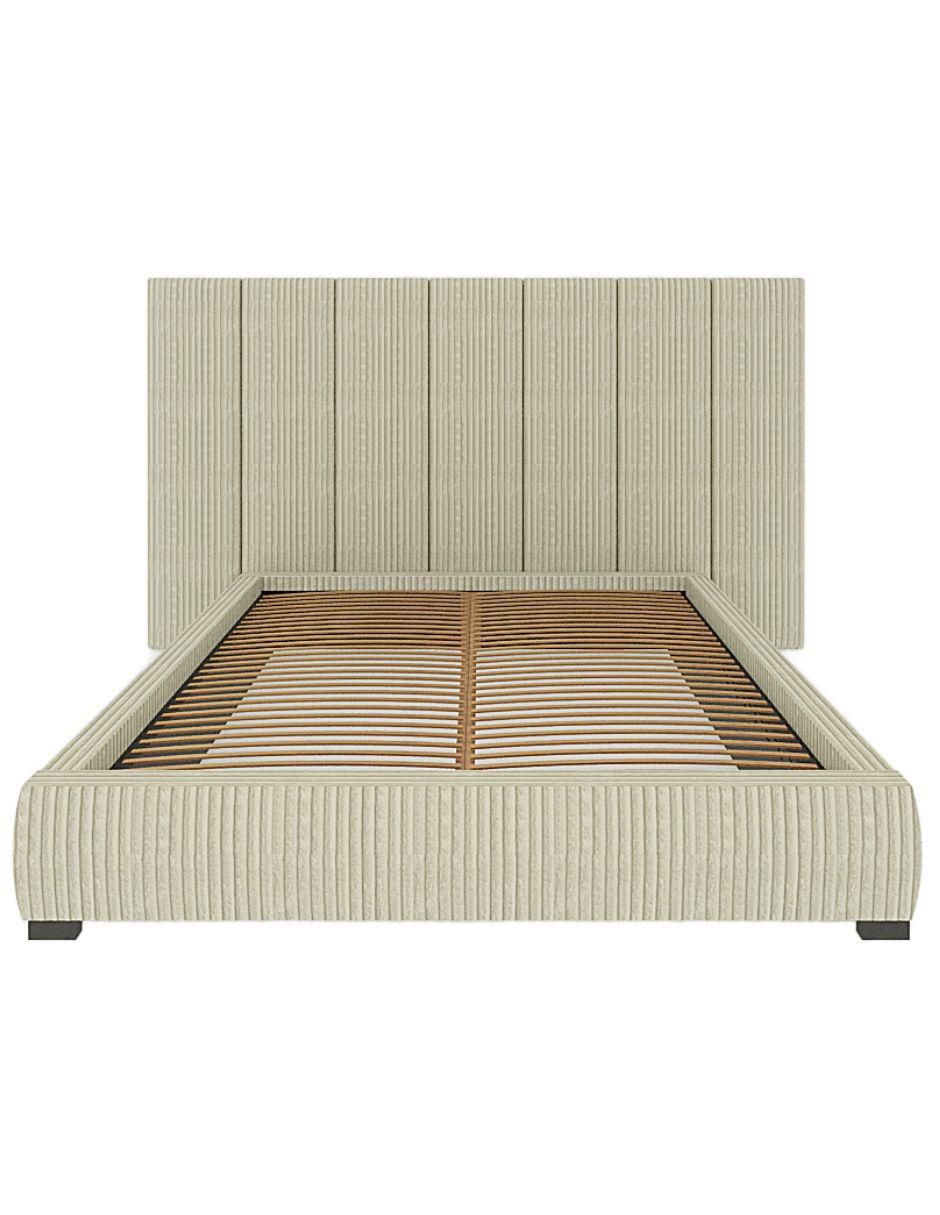 Cama Moder Luxury Vixy Ivory con luz LED ambiental y patrones de cabecera de 30 cm de tela