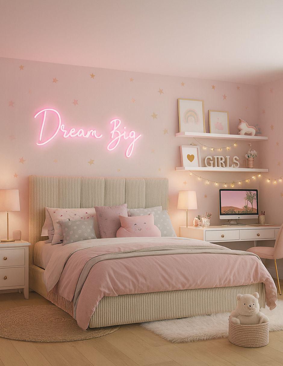 Cama Moder Luxury Vixy Ivory con luz LED ambiental y patrones de cabecera de 30 cm de tela 10