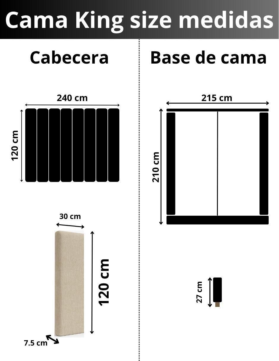 Cama Moder Luxury Imperio Plus con luz LED ambiental y patrones de cabecera de 30 cm de tela 10