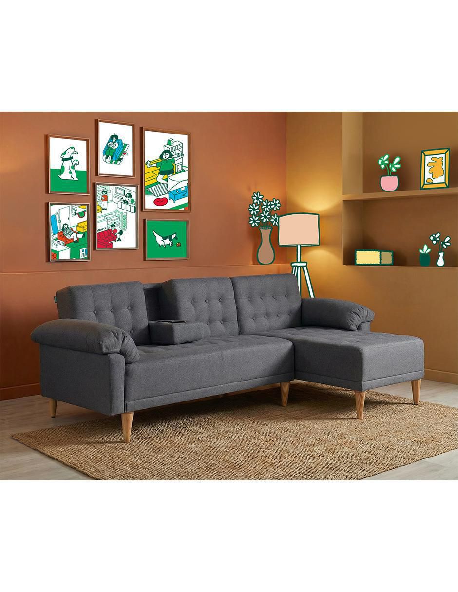Sala modular brunello con memory foam reversible makora "de" lino