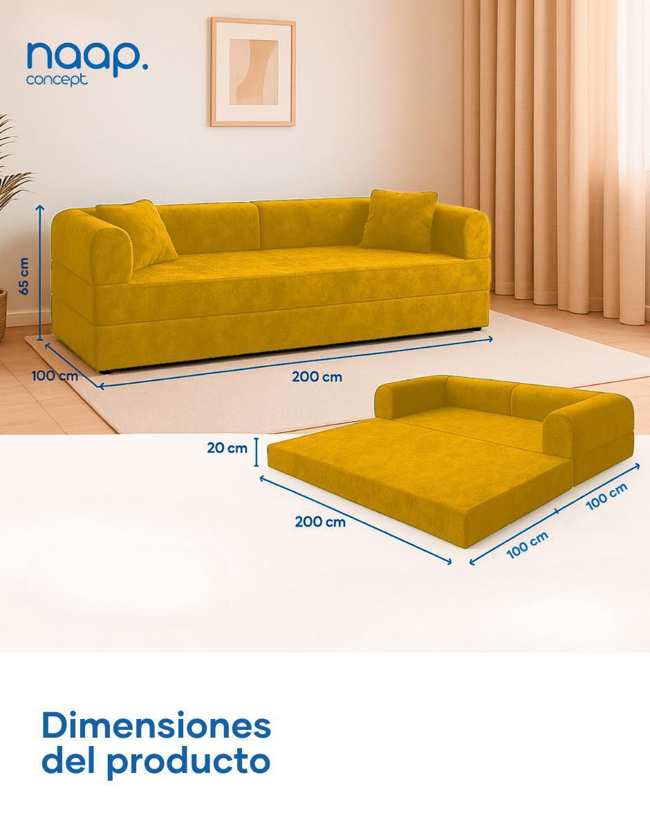 Sofá cama armable Teddy 3 cuerpos catch mustard de espuma comprimida 10