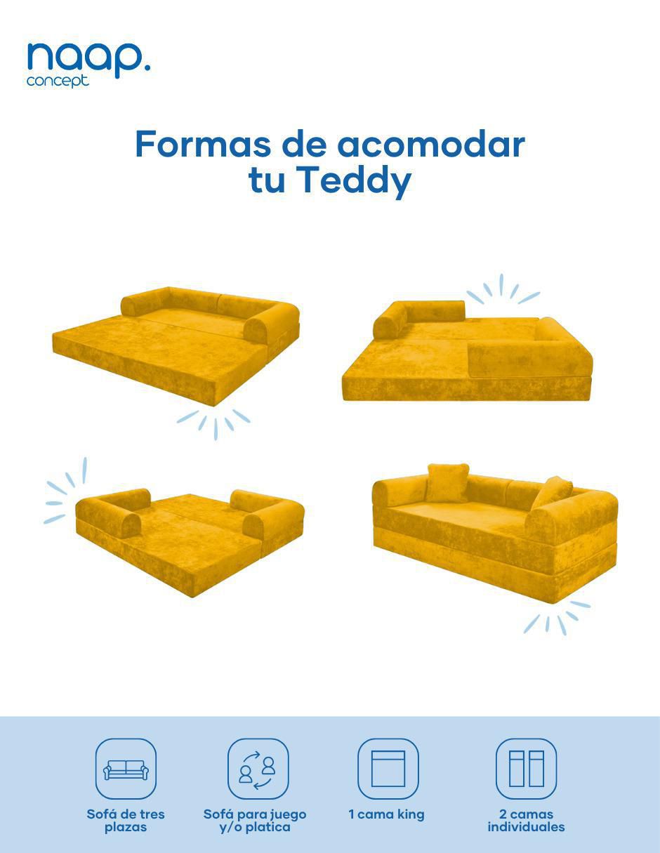 Sofá cama armable Teddy 3 cuerpos catch mustard de espuma comprimida 5