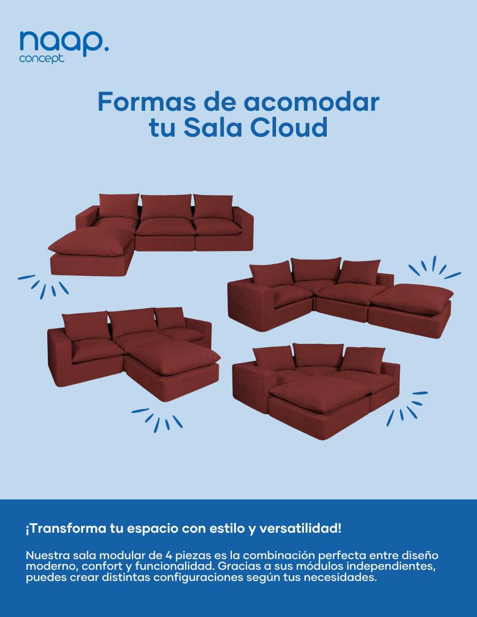 Sala modular Cloud 4 Módulos Elegante Tela Smooth de poliéster 6