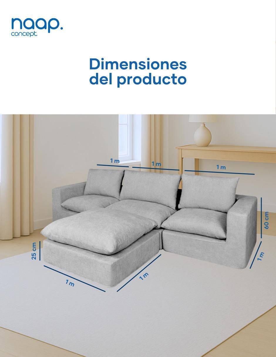 Sala modular cloud 4 módulos elegante tela smooth naap concept "de" poliéster
