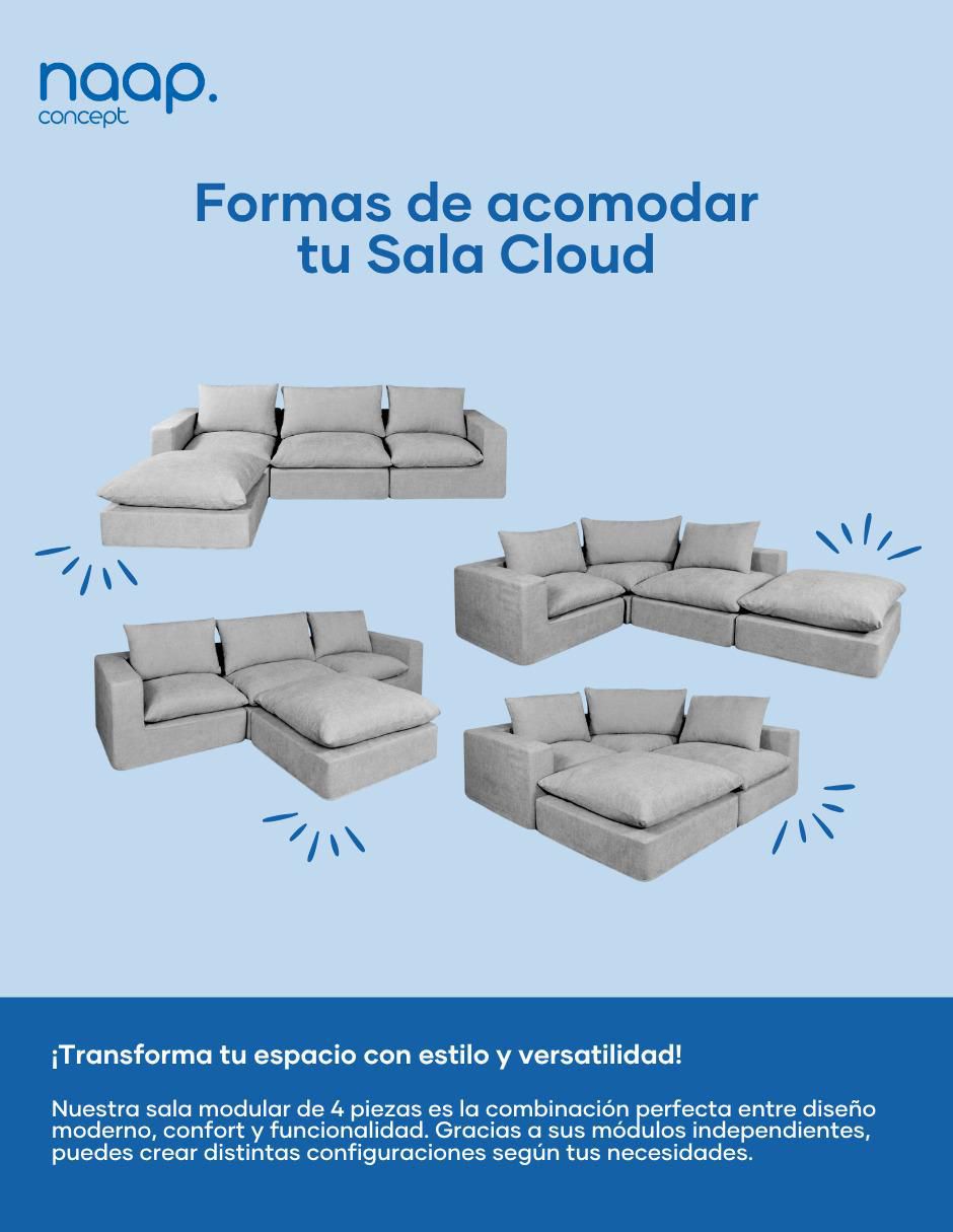 Sala modular cloud 4 módulos elegante tela smooth naap concept "de" poliéster