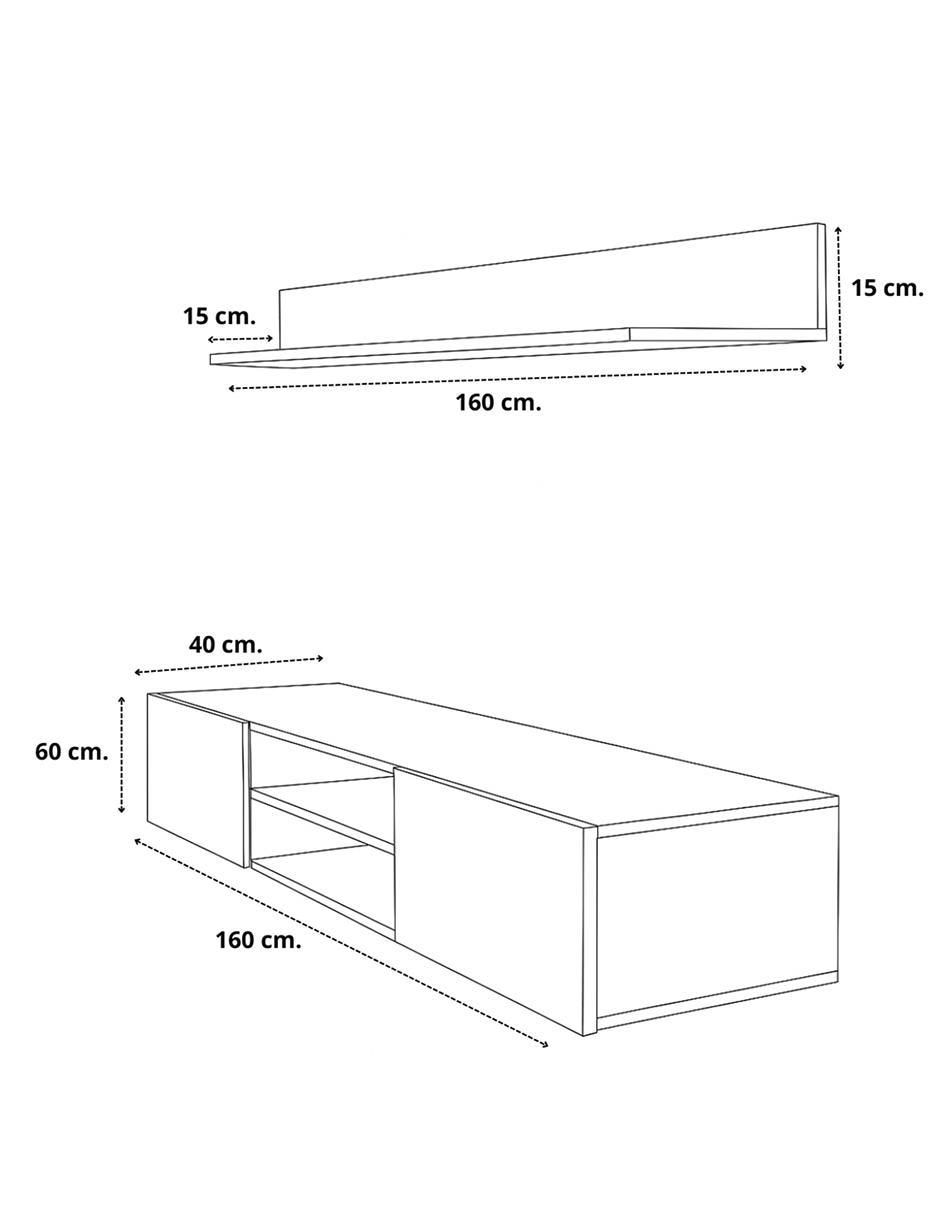 Mueble flotante para tv armable Asheville de melamina 7