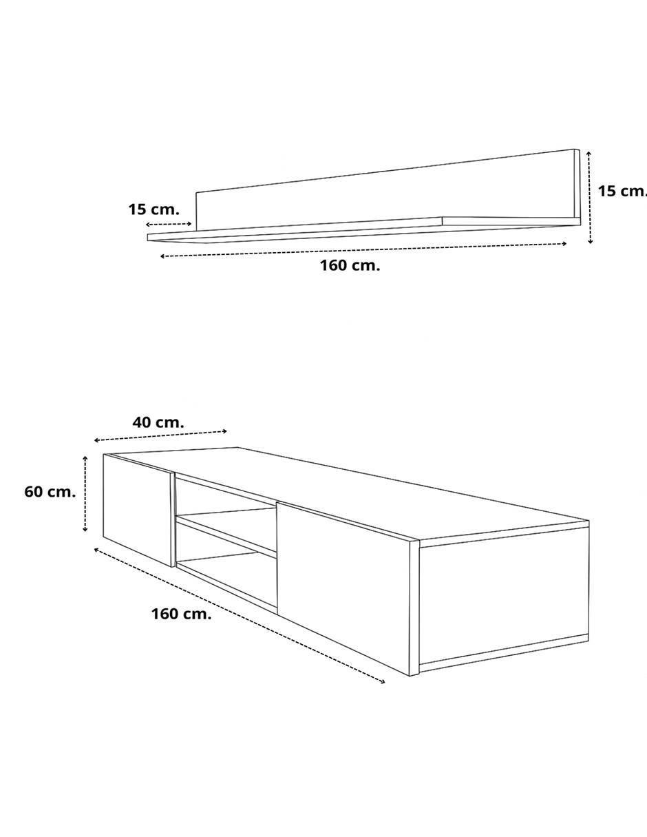 Mueble flotante para tv armable Asheville de melamina 7