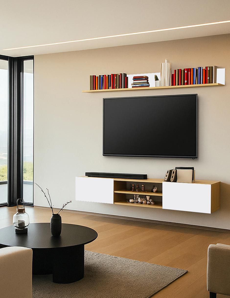 Mueble flotante para tv armable Asheville de melamina 6