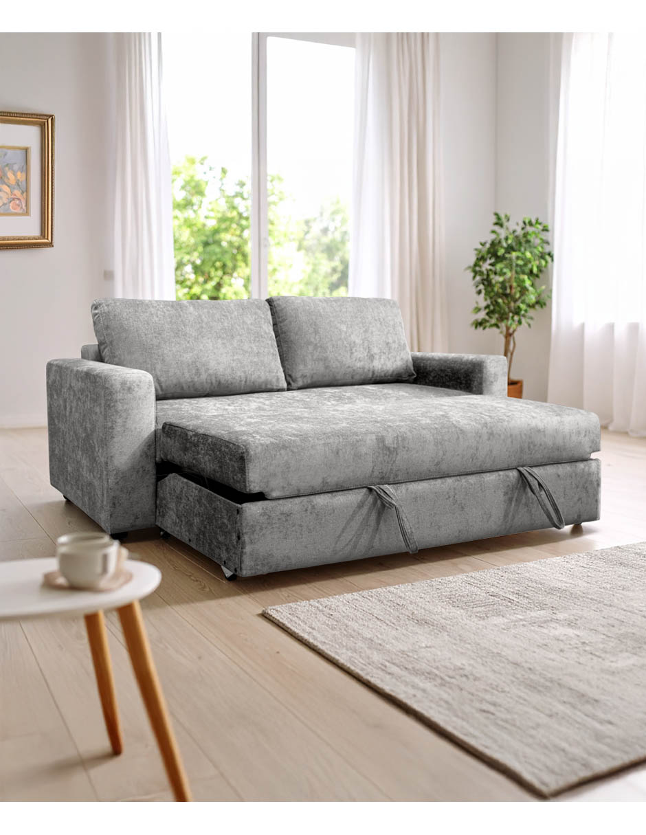 SOFÁ CAMA TRINITY 1 HERRAJE TELA, GRIS