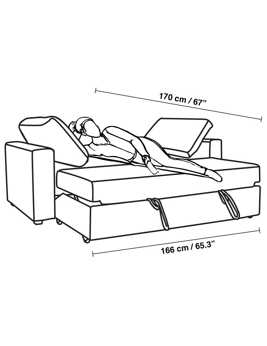 SOFÁ CAMA TRINITY 2 HERRAJES TEL, GRIS