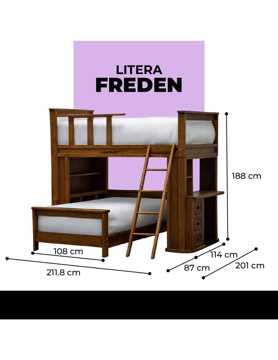 Litera Freden de madera pino individual 4