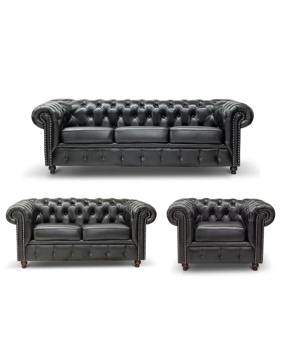 Sala 3 piezas Chesterfield de piel
