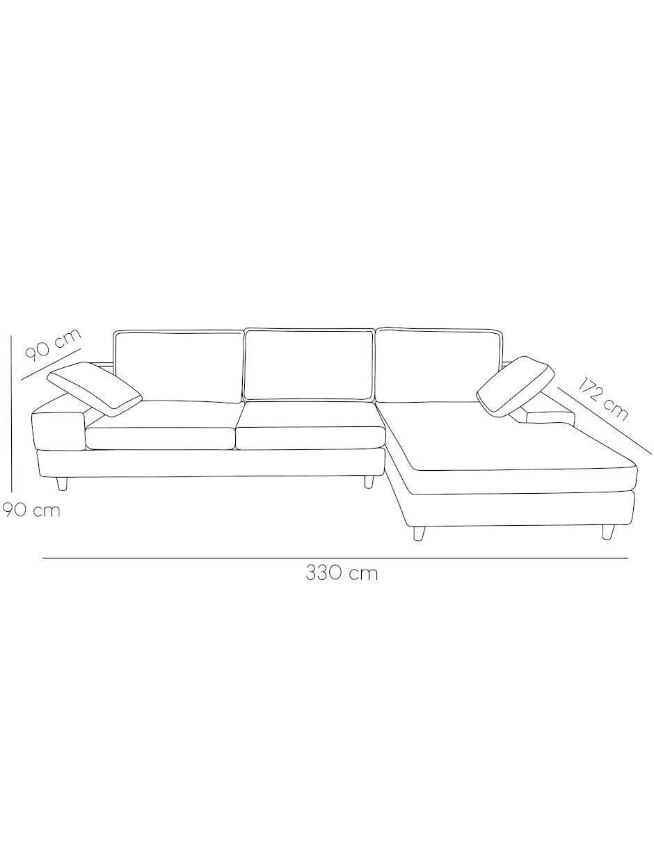 Sala modular derecha Deseo gris oxford de tela 4