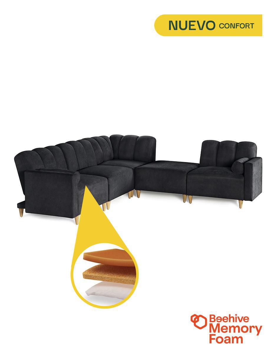 Sala modular kieran de 5 módulos memory foam reclinable a 3 posiciones makora "de" chenille