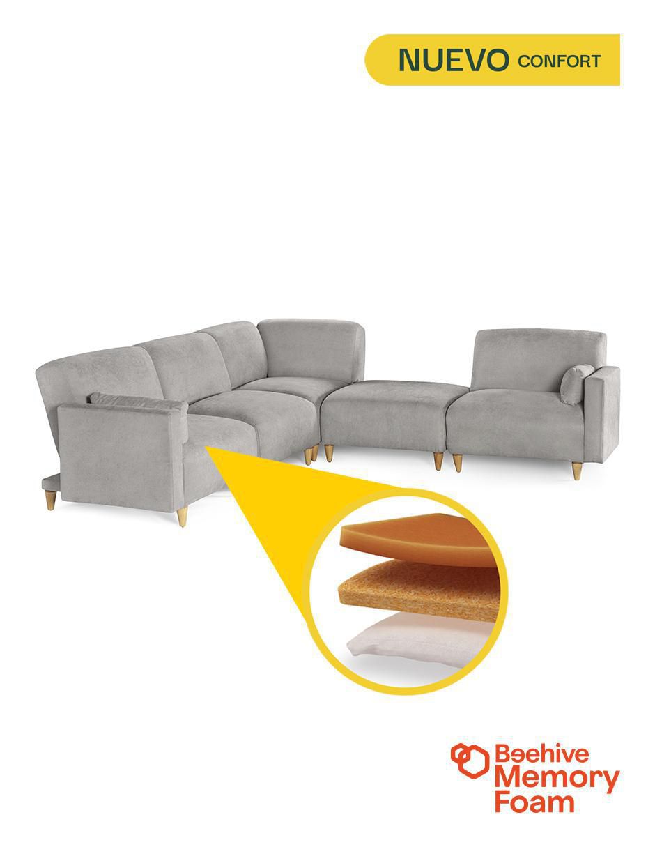Sala modular zavian de 5 módulos memory foam reclinable a 3 posiciones de chenille 5