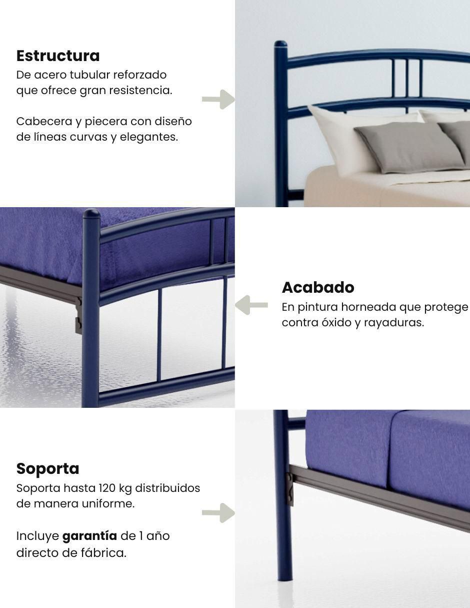 Cama Delhi de acero matrimonial 3