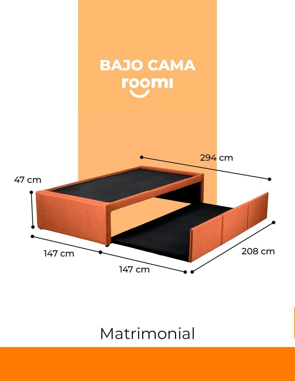 "base para cama" no bajo cama roomi matrimonial - matrimonial (sin colchón) roomi "de" madera mat