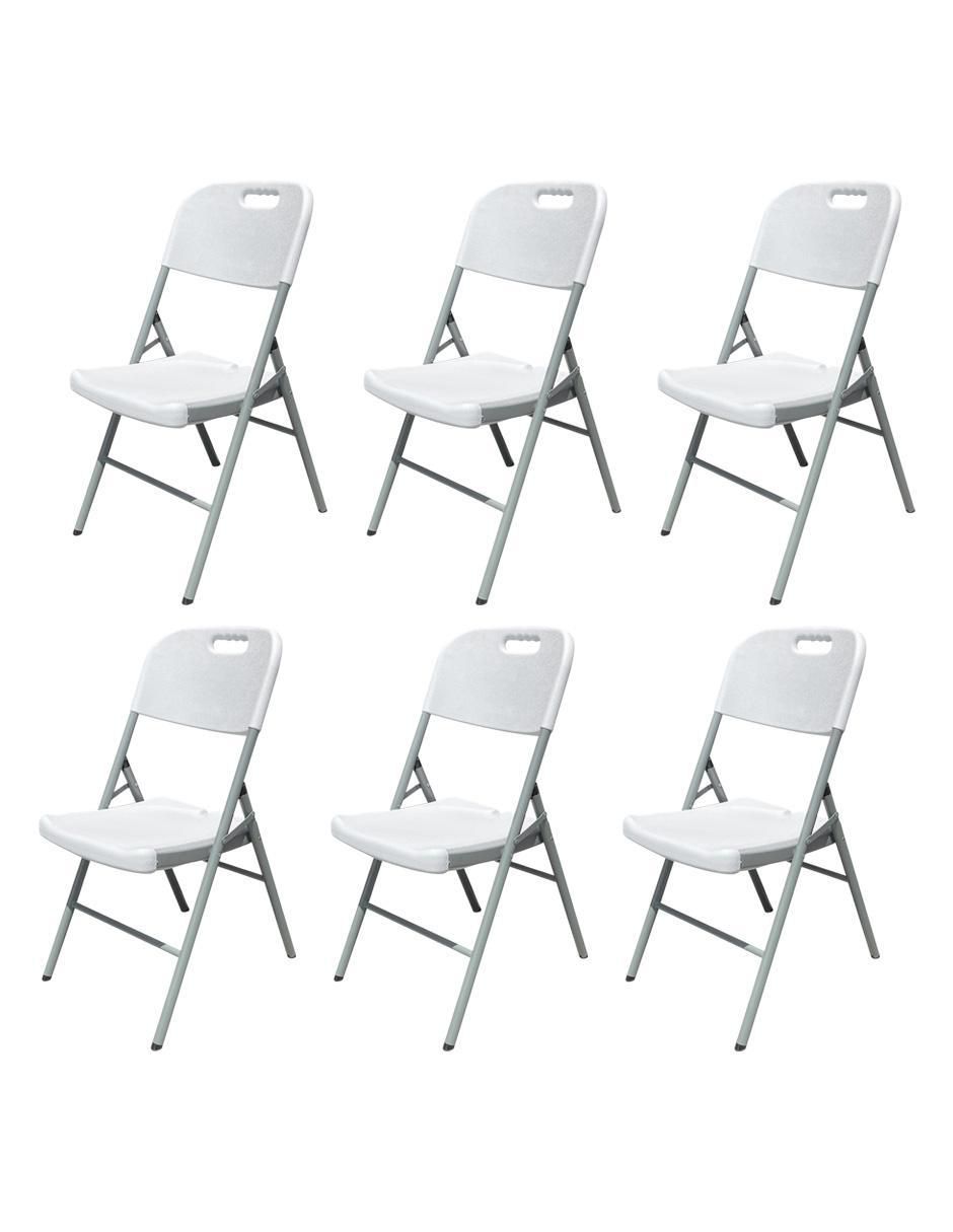 Juego de sillas plegables 6 piezas Folding Collection con estética moderna y detalles ergonómicos de plástico y metal adulto