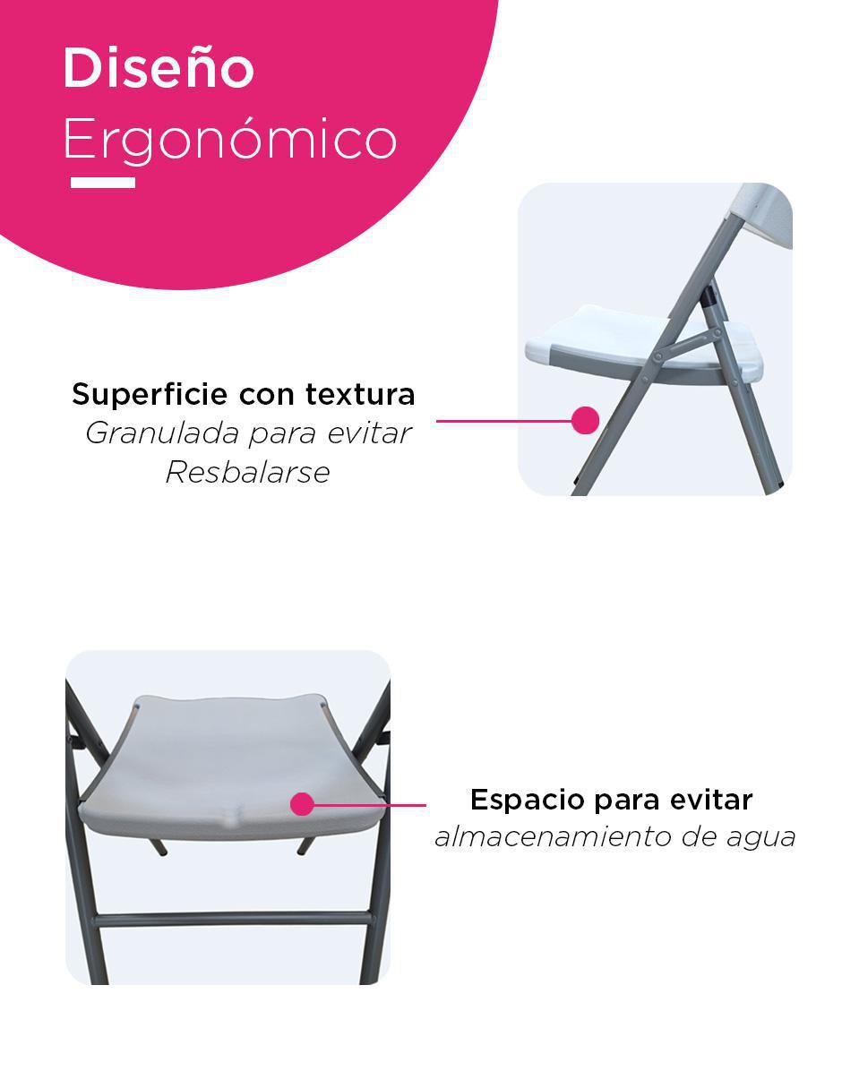 Juego de sillas plegables 6 piezas Folding Collection con estética moderna y detalles ergonómicos de plástico y metal adulto 2