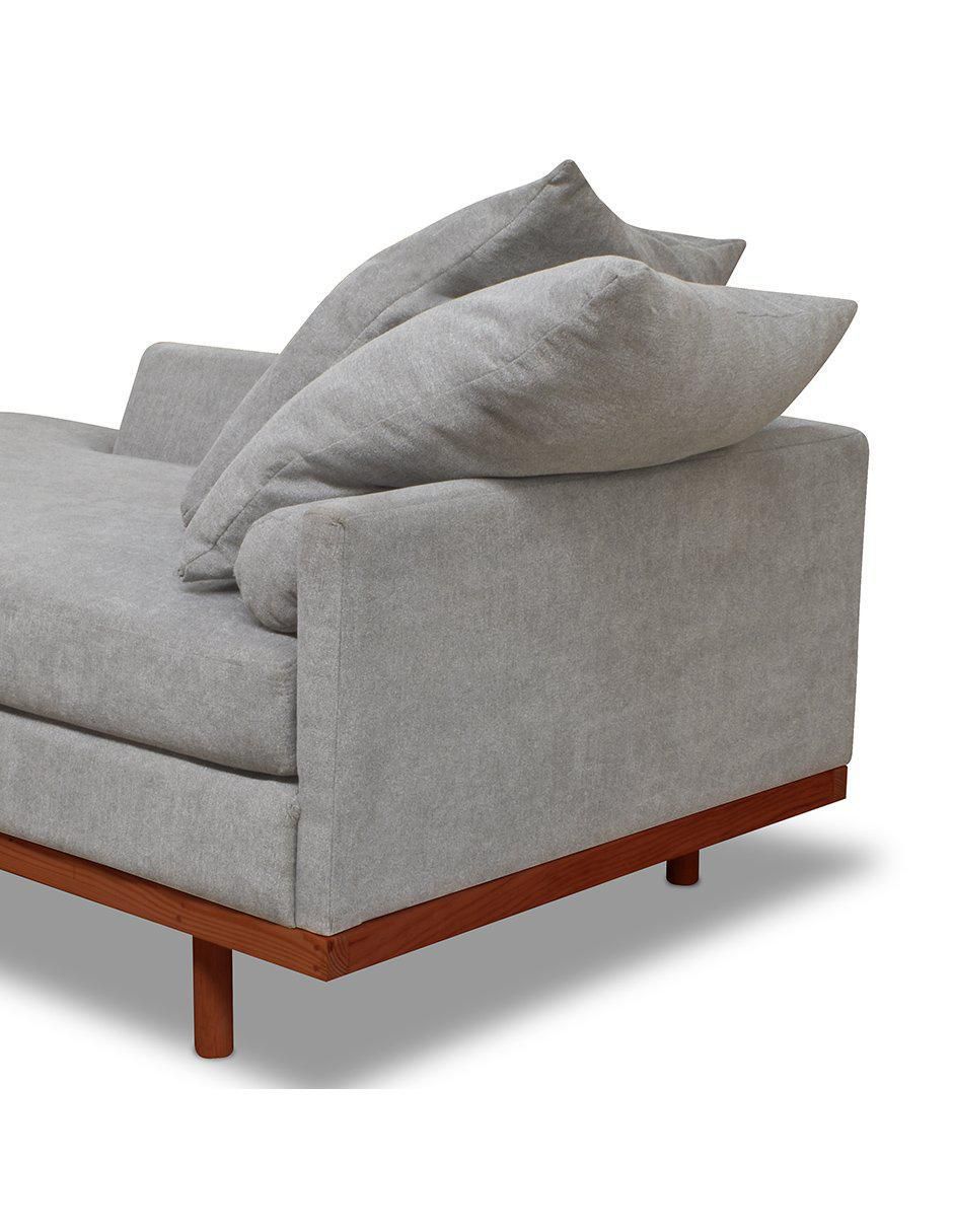 Sofá cama armable de madera y tela 4