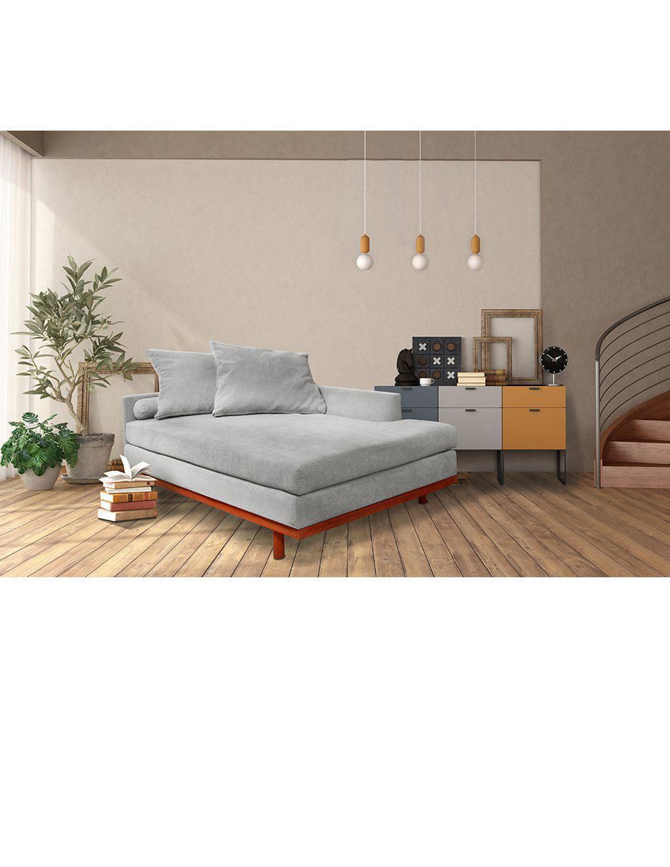 Sofá cama armable de madera y tela 7