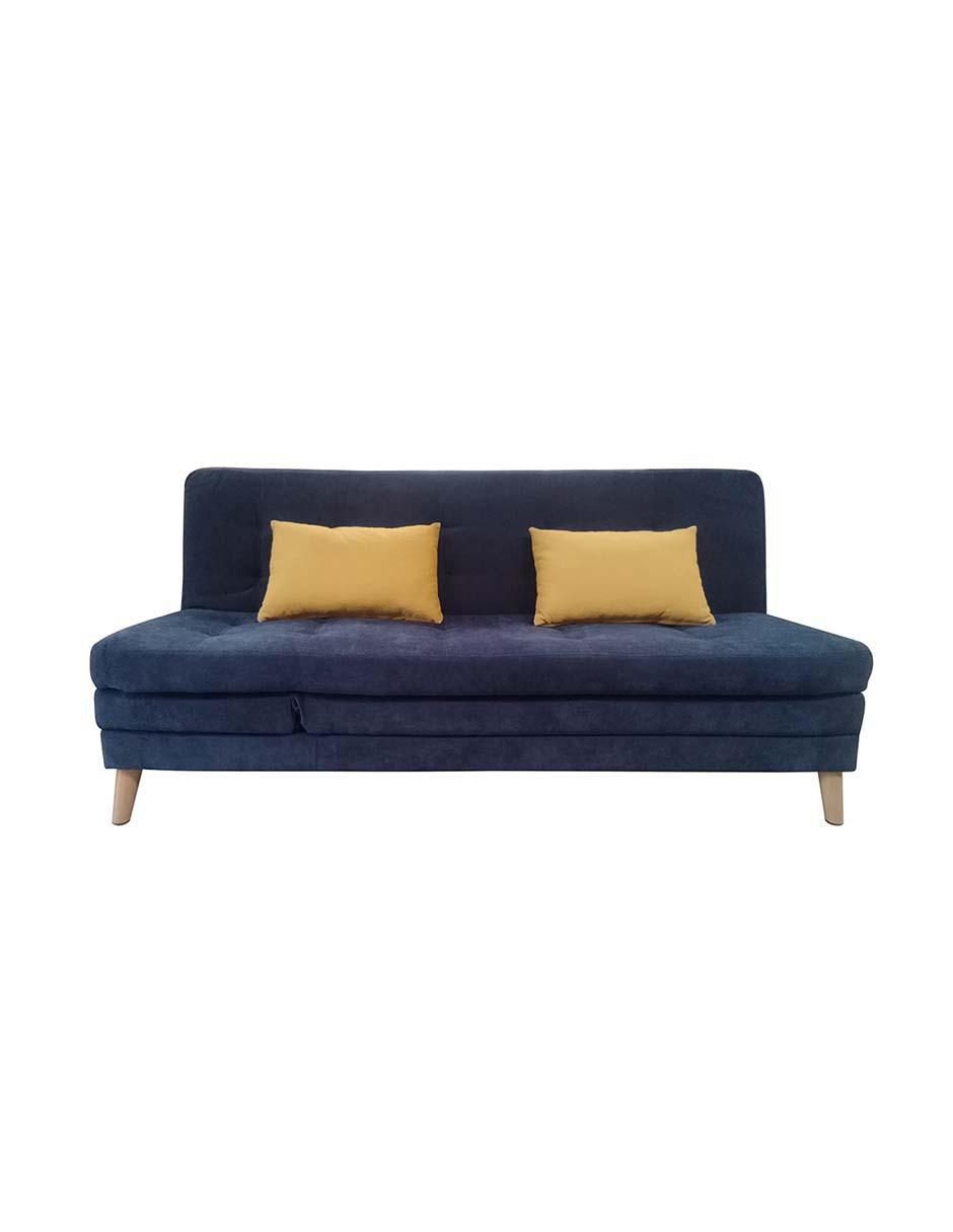 Sofá cama armable de madera y tela