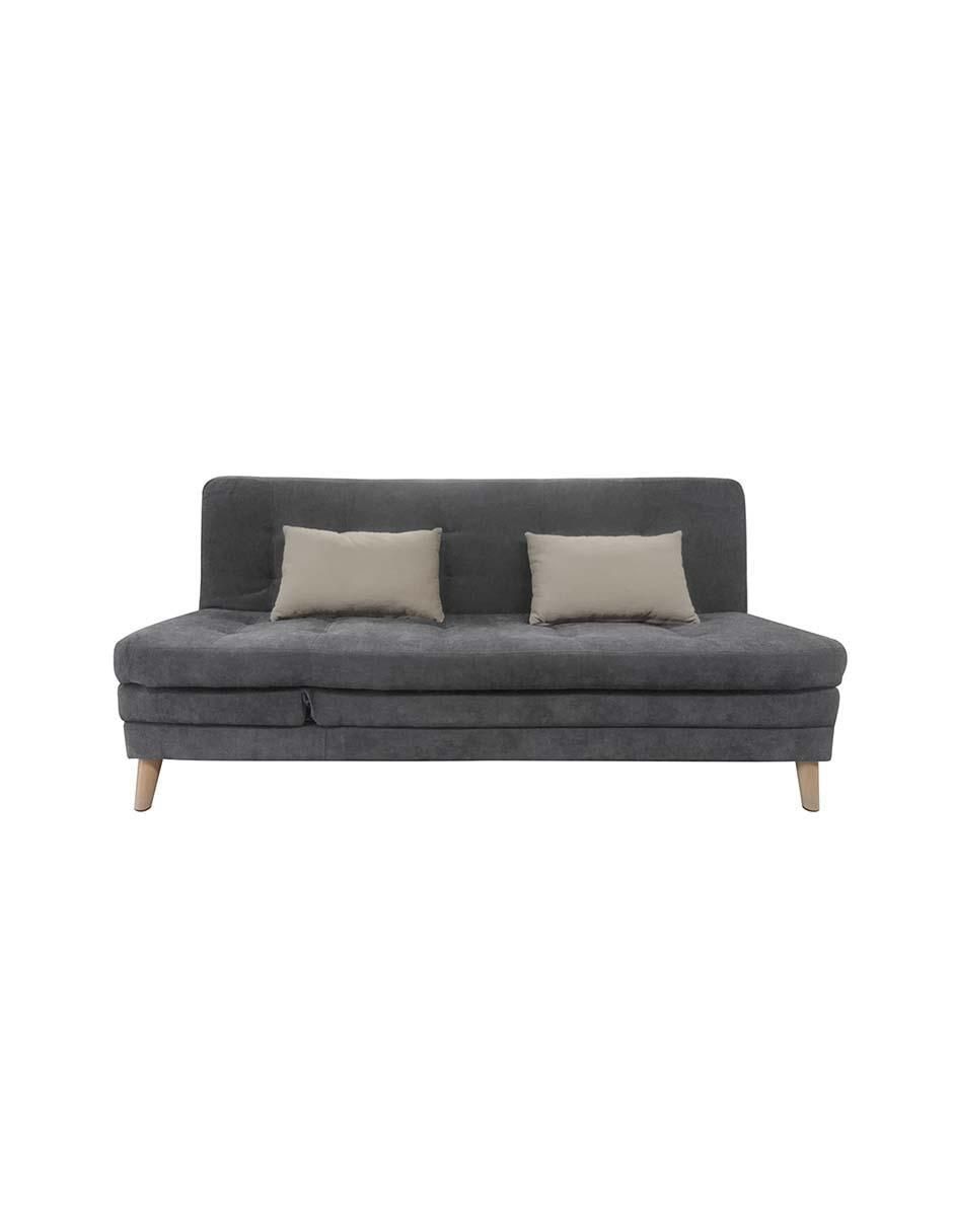 Sofá cama armable de madera y tela