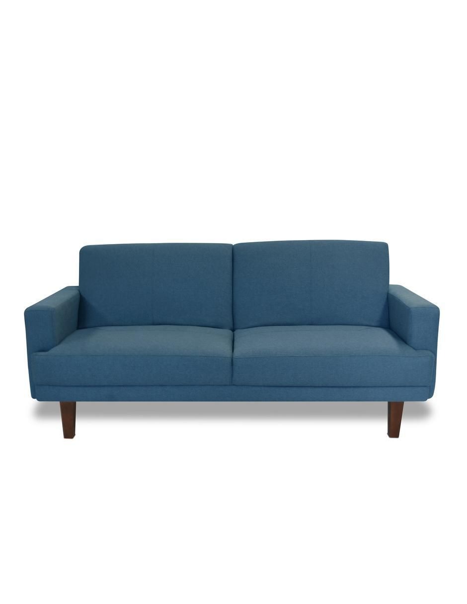 Sofá cama armable de madera y tela