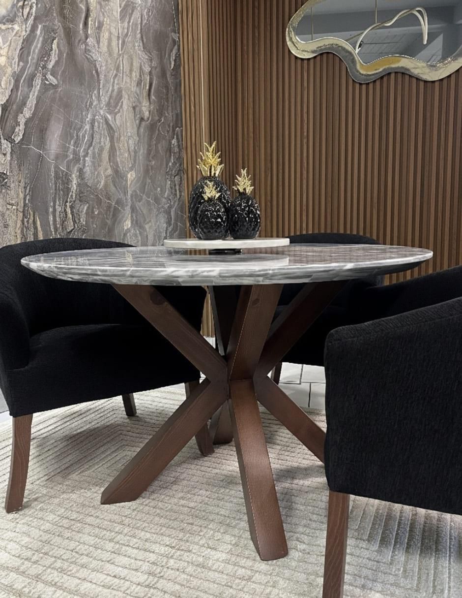 Mesa de comedor de madera y mármol 3