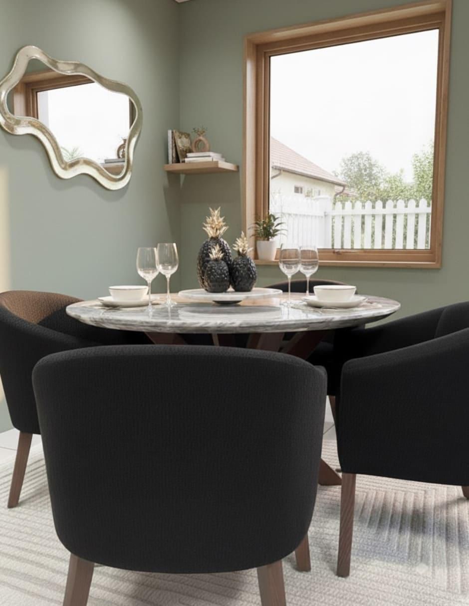 Mesa de comedor de madera y mármol 7