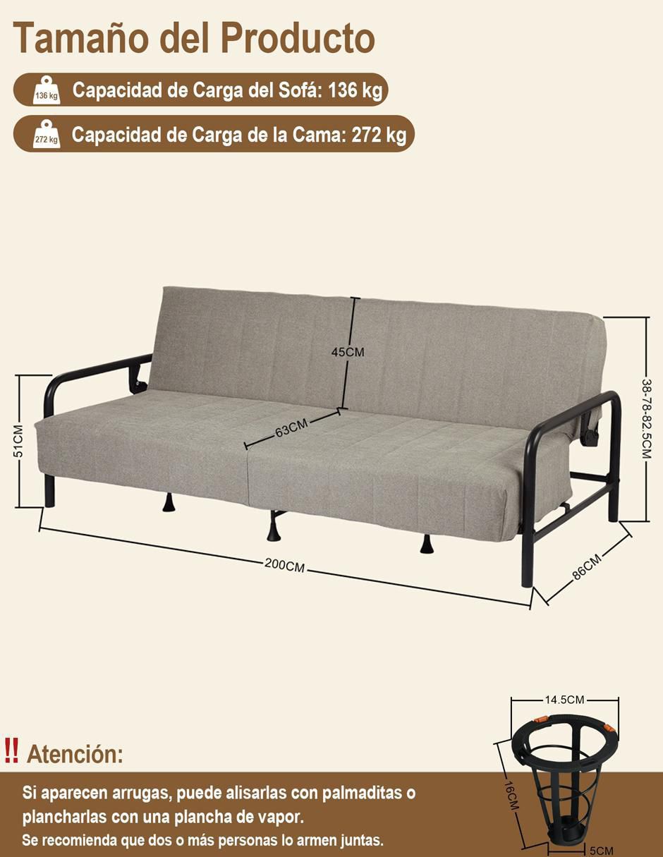 Sofá cama armable de loneta 8