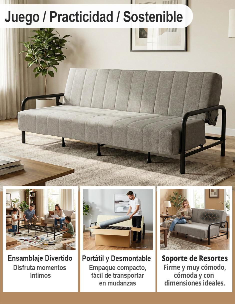 Sofá cama armable de loneta 6