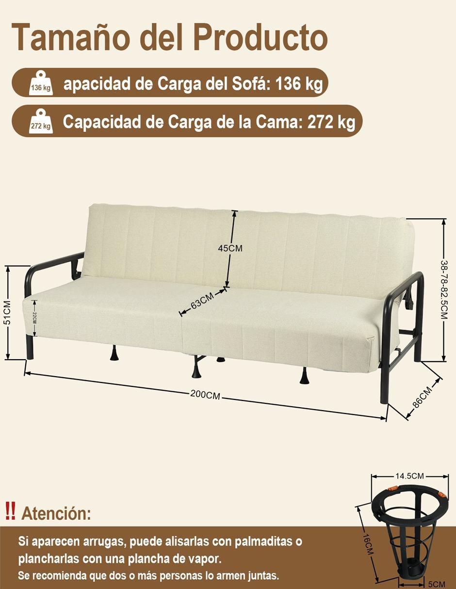 Sofá cama armable de loneta 8