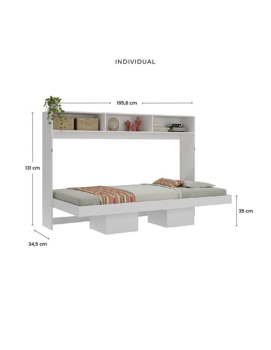 Cama Abatible con repisas de mdf individual 7