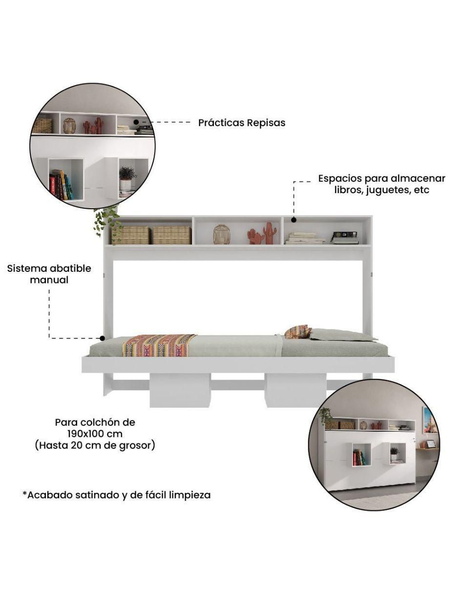 Cama Abatible con repisas de mdf individual 6