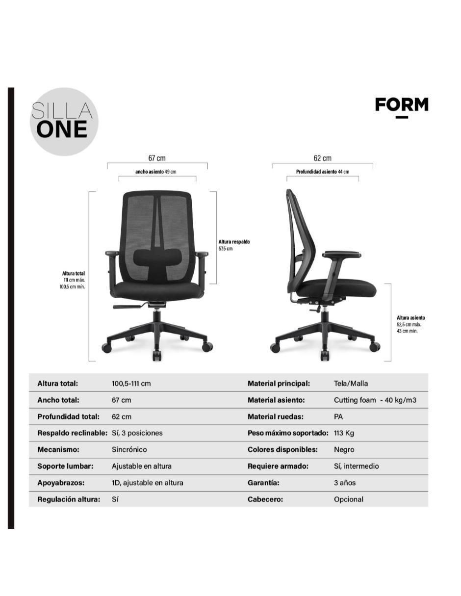 Silla de escritorio ergonómica operativa 7