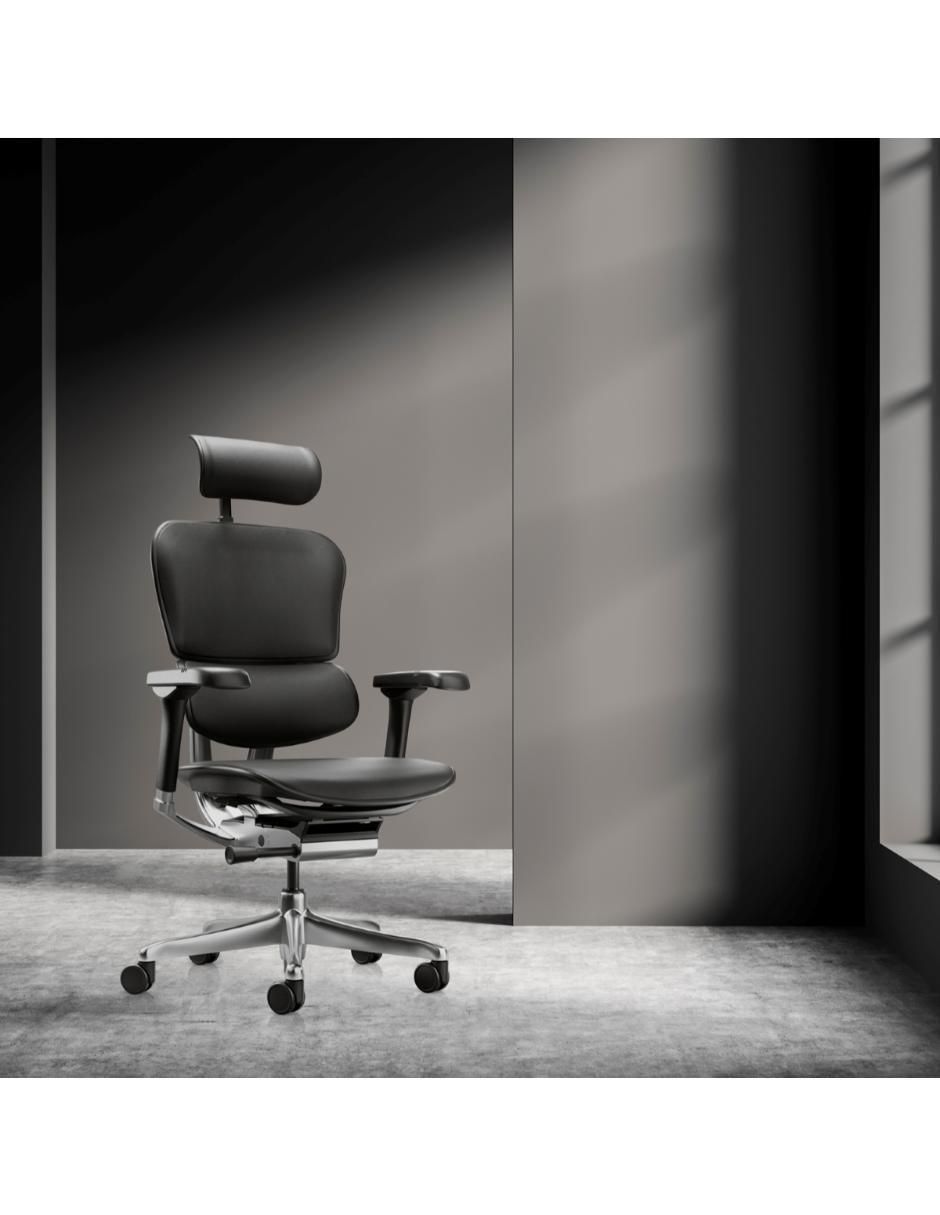 Silla de escritorio ergonómica con cabecero de cuero 6
