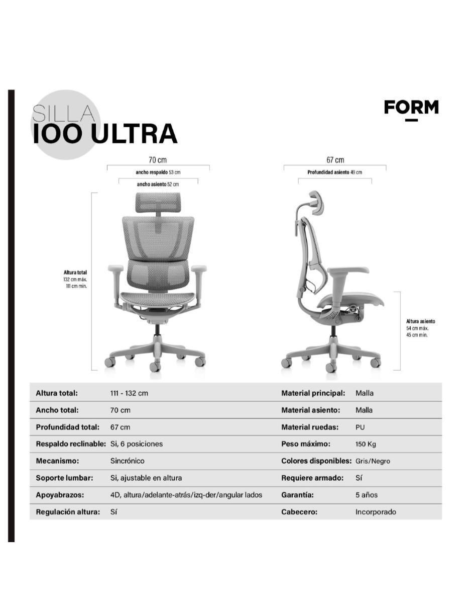 Silla de escritorio Ergonómica con cabecero 7