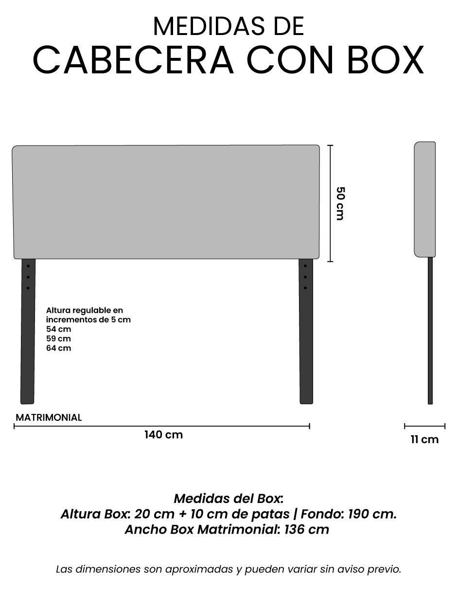 "cama" ventur box trinity "de" madera y tela mat