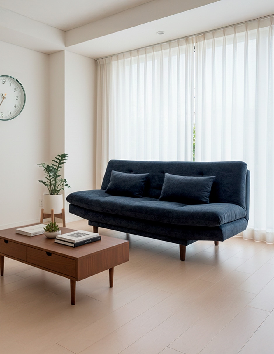 SOFÁ CAMA EROS MEMORY FOA, AZUL MARINO