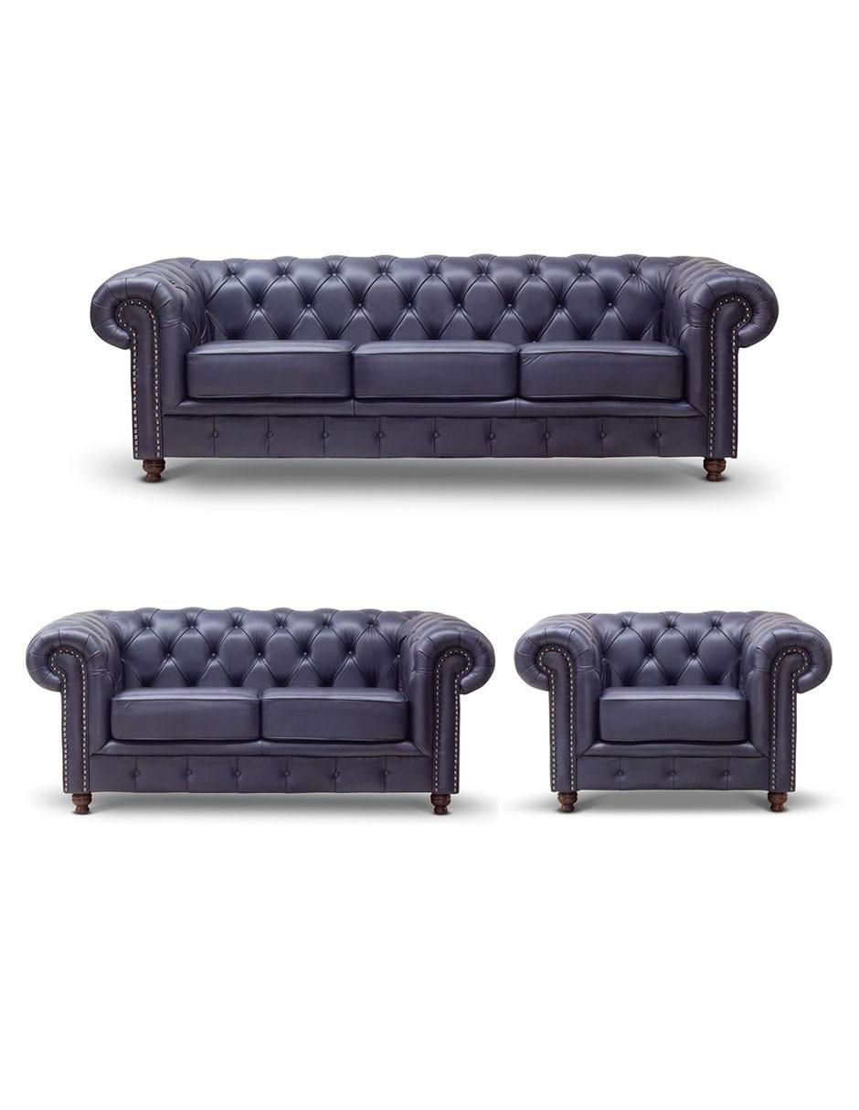 Sala 3 piezas Chesterfield de piel Sala 3 piezas Chesterfield de piel