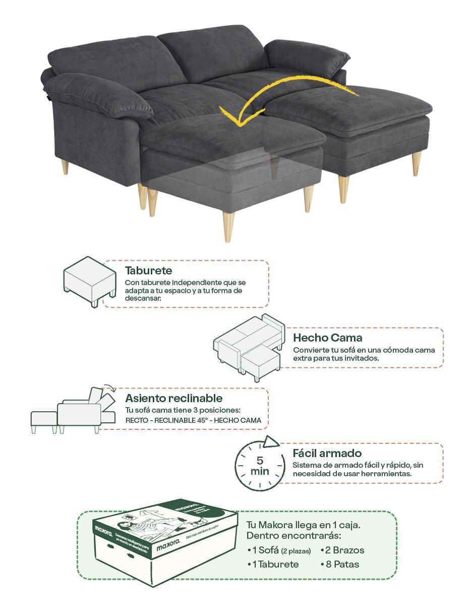 "futón/sofá cama" sí remmy makora "de" memory foam