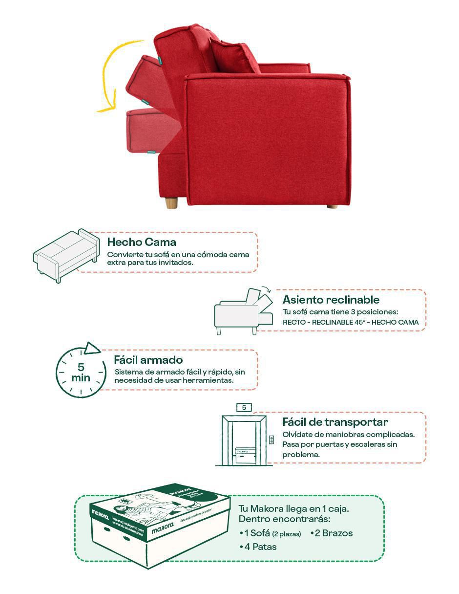 Sofá cama armable Abbot Memory Foam de lino 8