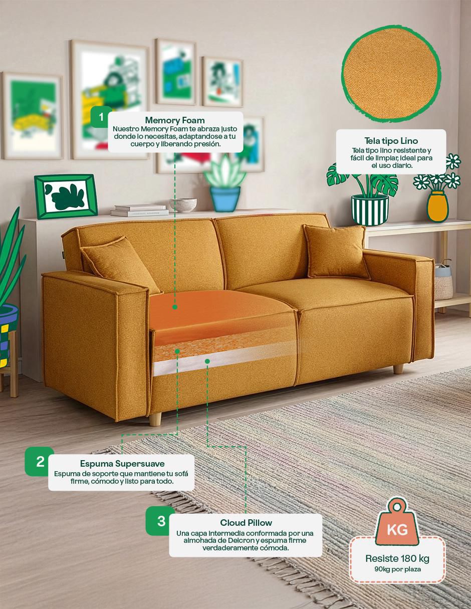 "futón/sofá cama" sí abbot memory foam makora "de" lino