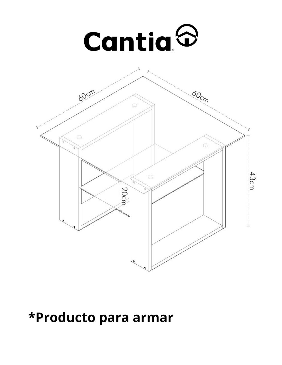 Mesa lateral armable Temec de madera con metal 6