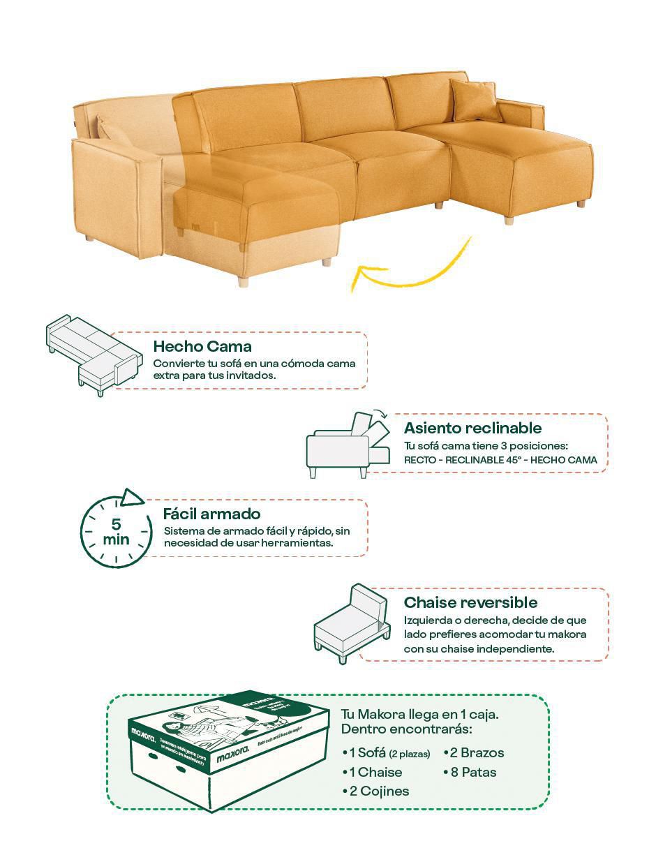 Sala modular bennet con memory foam makora "de" lino
