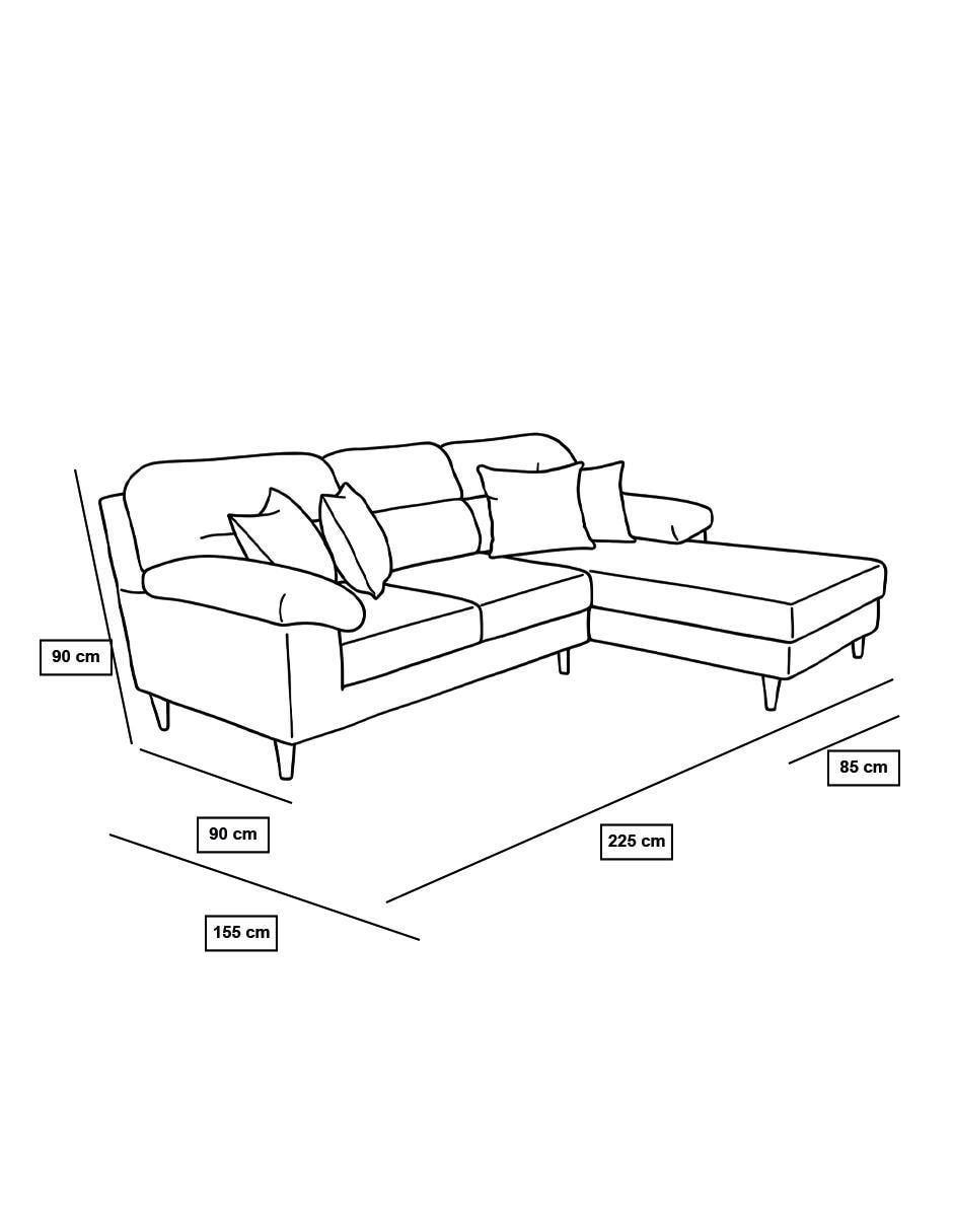 Sala modular derecha Roma Oxford de tela 8